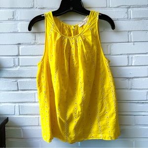 Ann Taylor LOFT Yellow Eyelet Tank Top • Size Medium • Women’s Casual Summer Top